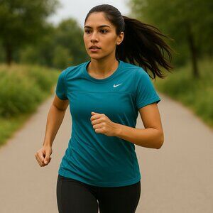 Nike Womens Teal Dri-FIT Running T-Shirt Size XL